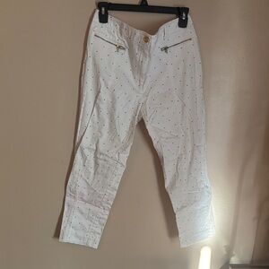 Jones New York White Pants with Black Dots
